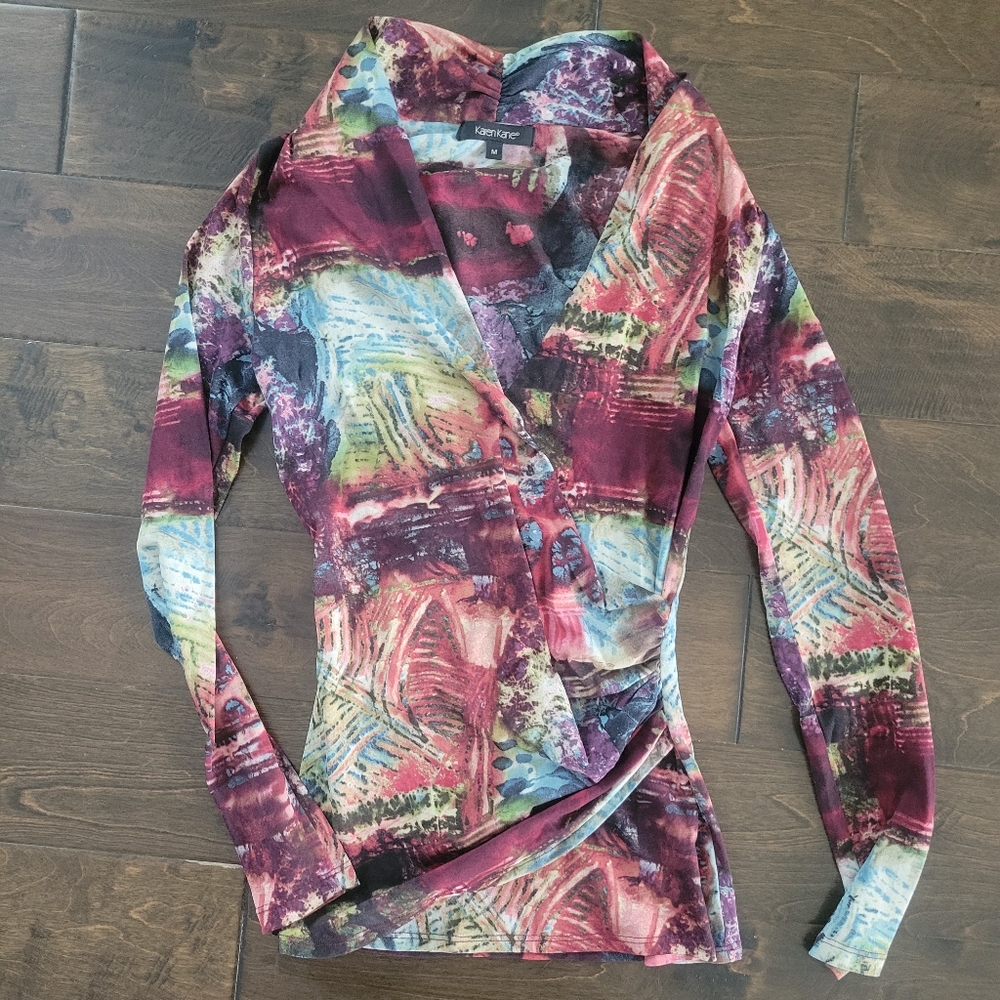 Karen Kane V-NECK Long Sleeve Crossover Blouse